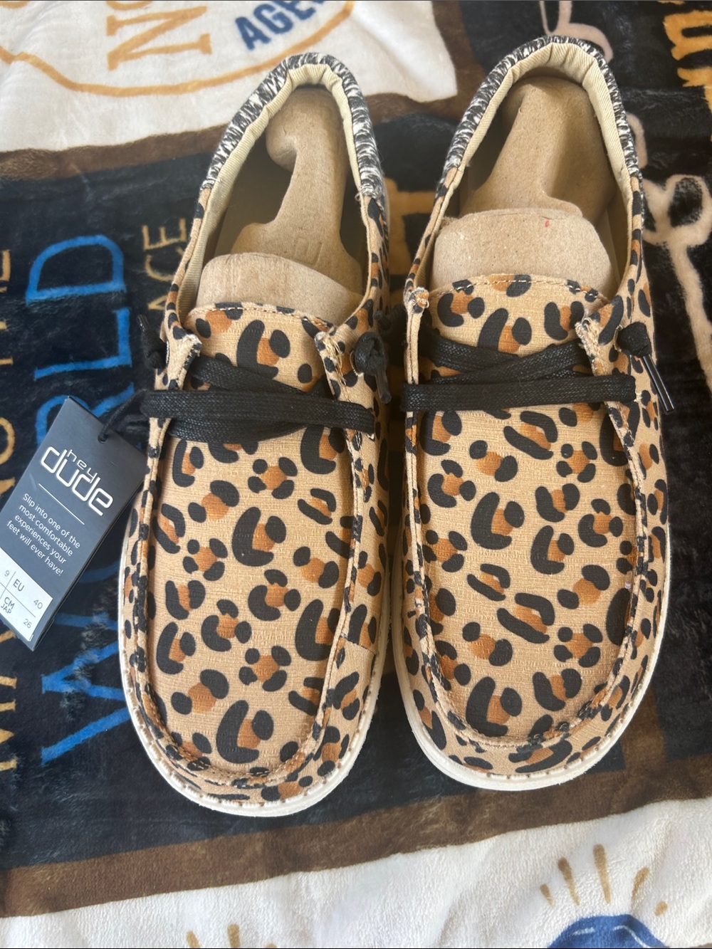 Hey Dude Kids Leopard Print Slip-On Sneakers - Tan/Black